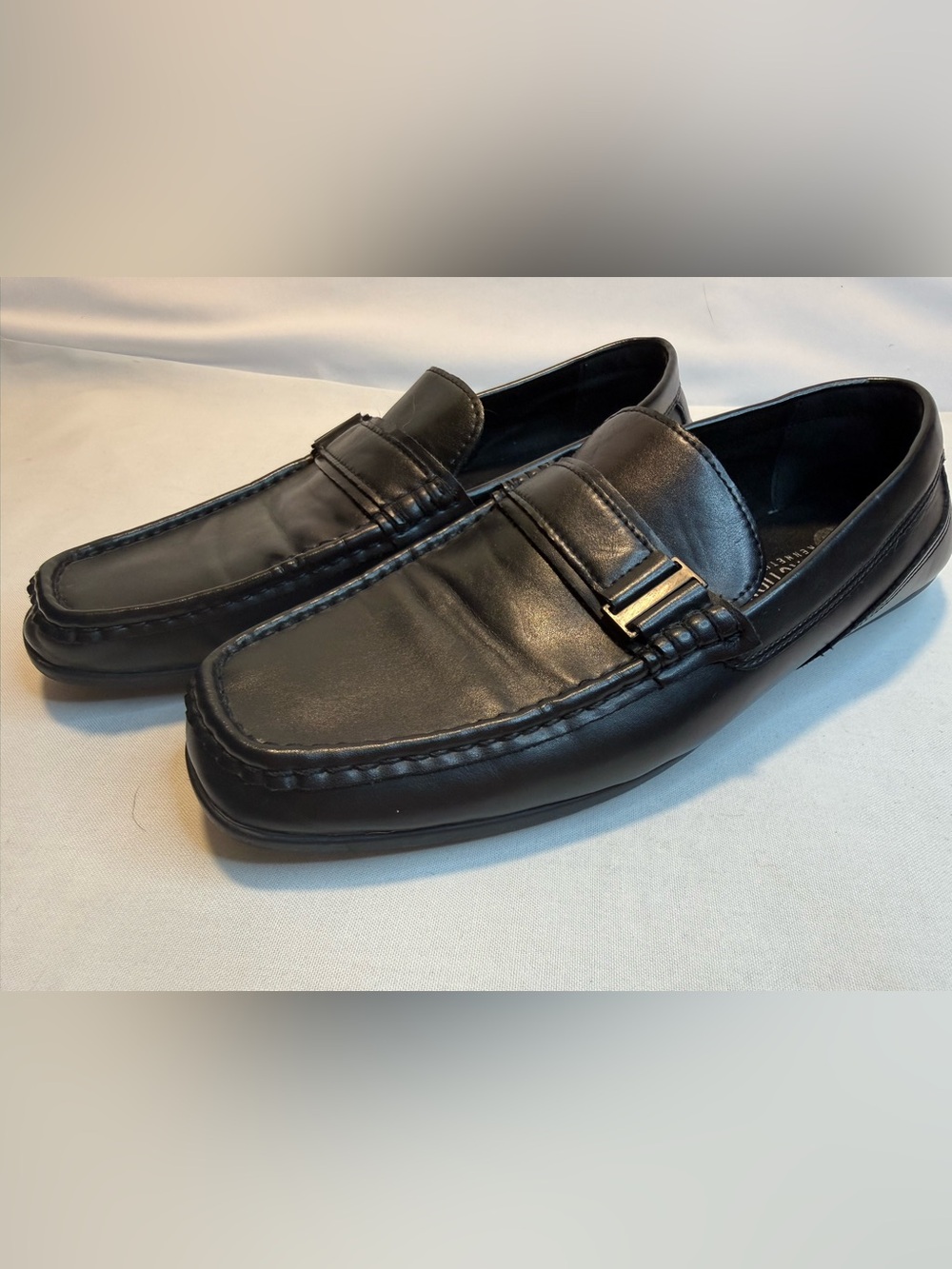 Kenneth Cole Reaction Men's Black Faux Leather Slip-On Loafers Size 9.5